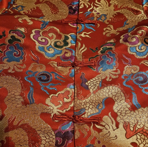 🧥 EUC Traditional Tang Jacket - Vibrant Red with Gold Dragons - Picture 8 of 10